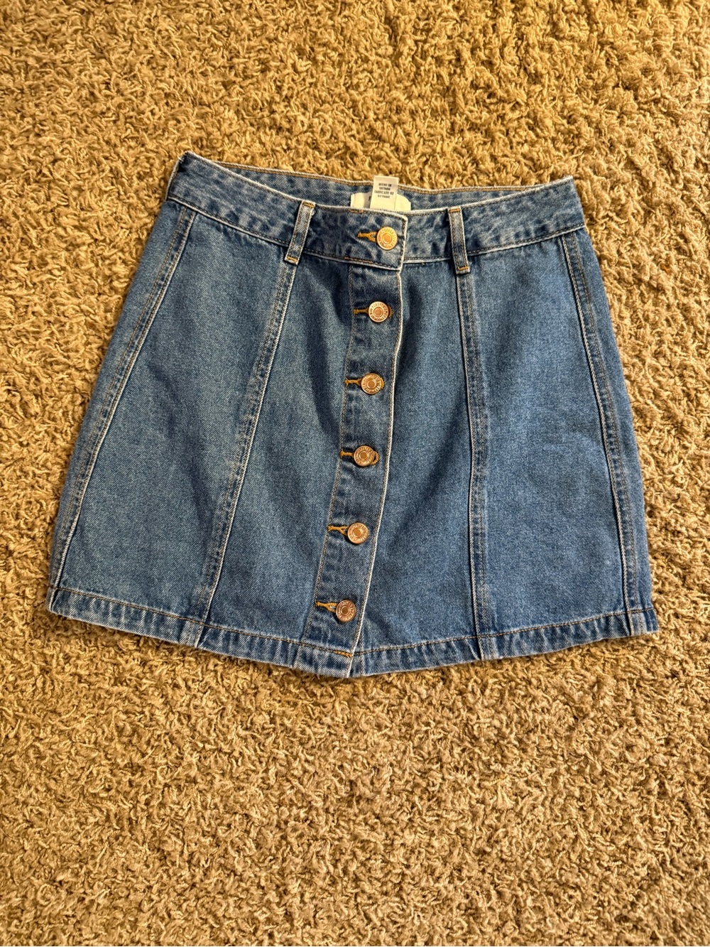 Forever 21 Blue Button-Front Denim Mini Skirt